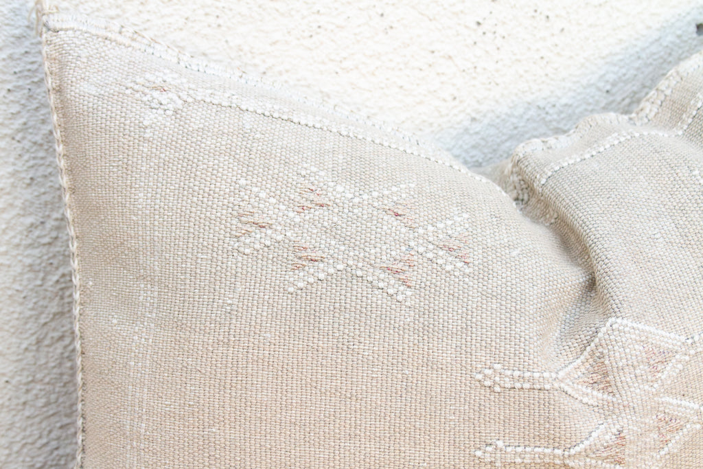 Saharan Ivory Lumbar Moroccan Silk Pillow (Trade)