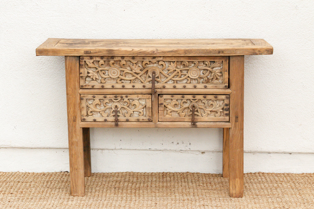 Antique Shanxi Finely Carved Console Table