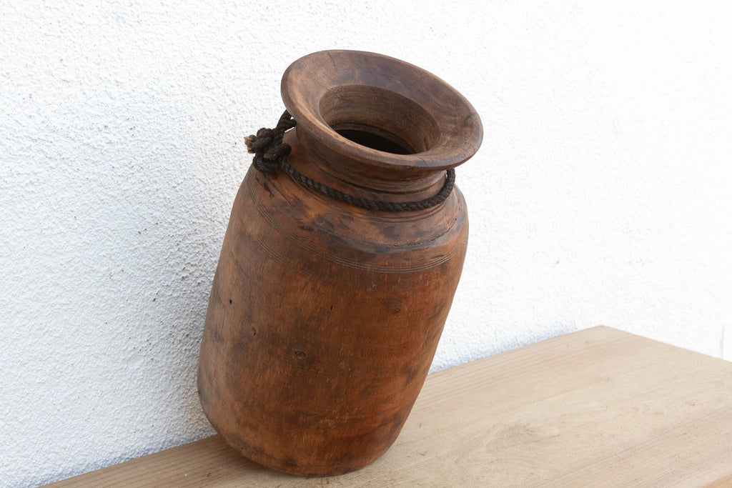 Antique Primitive Dark Wood Vessel