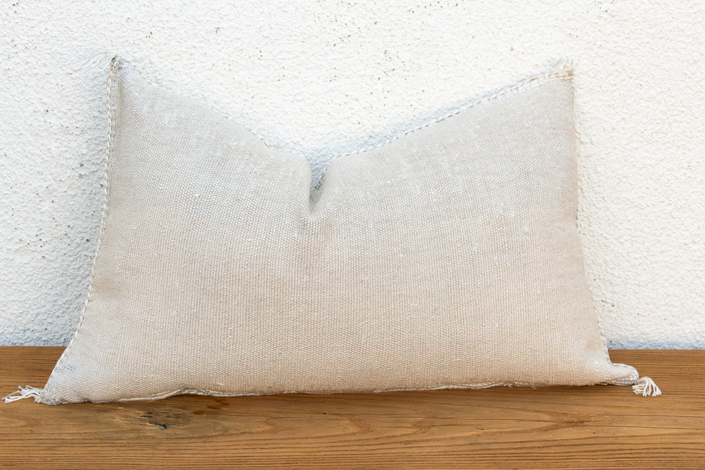 Saharan Ivory Lumbar Moroccan Silk Pillow (Trade)