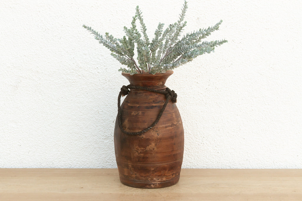 Antique Dark Wood Ghee Pot