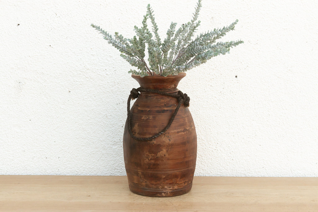 Antique Dark Wood Ghee Pot