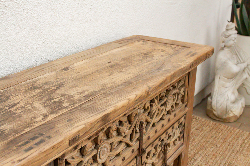 Antique Shanxi Finely Carved Console Table