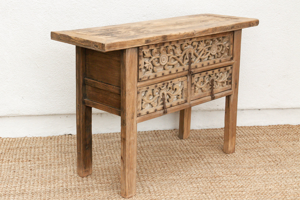 Antique Shanxi Finely Carved Console Table