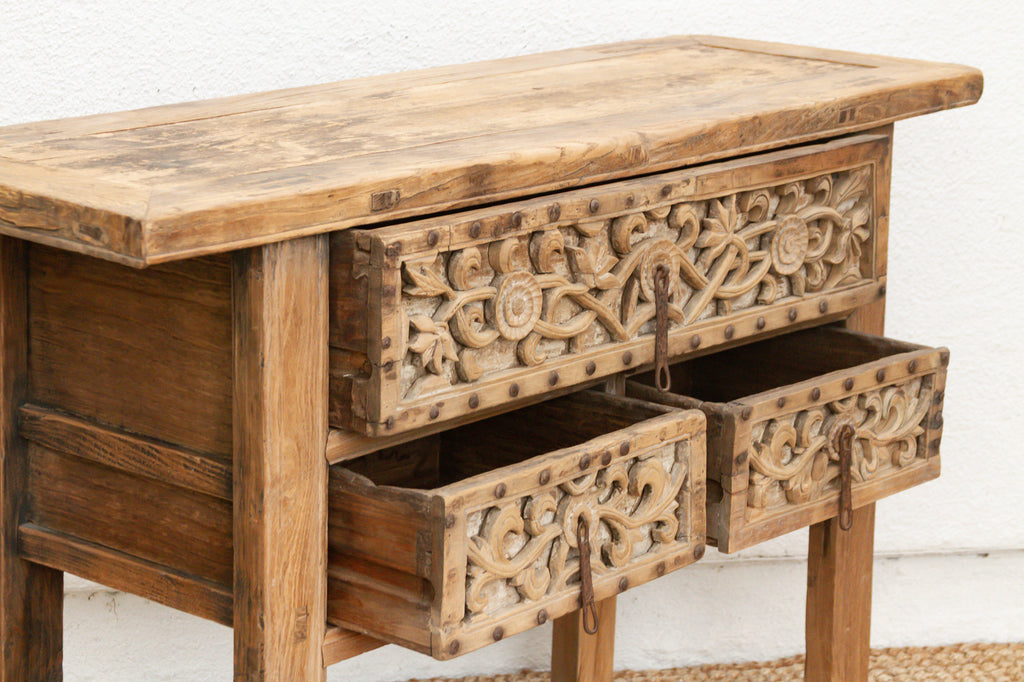 Antique Shanxi Finely Carved Console Table