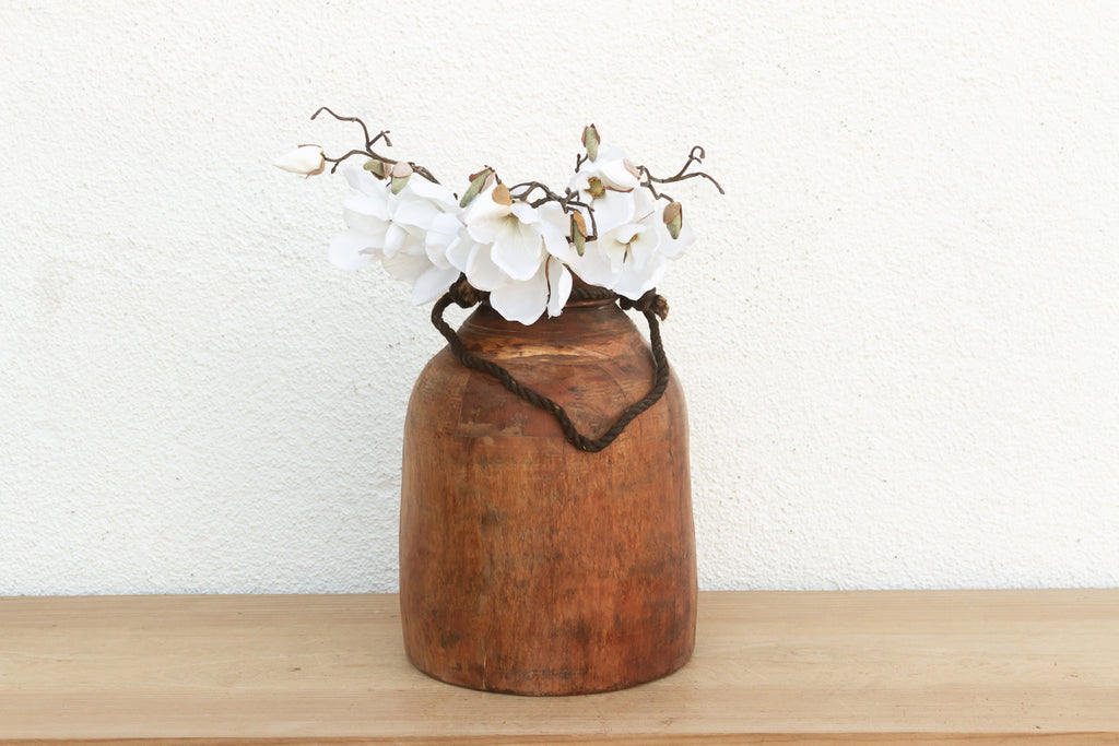 Authentic Antique Wood Ghee Pot