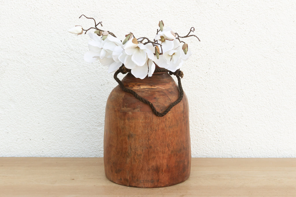 Authentic Antique Wood Ghee Pot