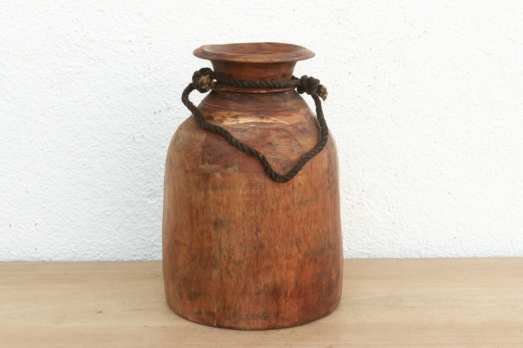 Authentic Antique Wood Ghee Pot
