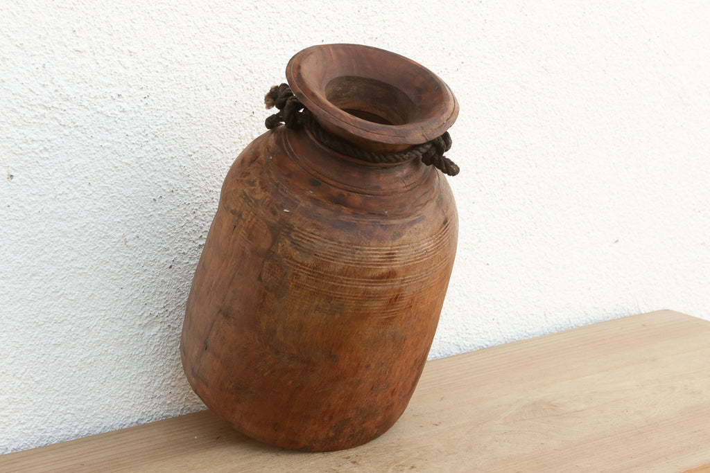 Authentic Antique Wood Ghee Pot