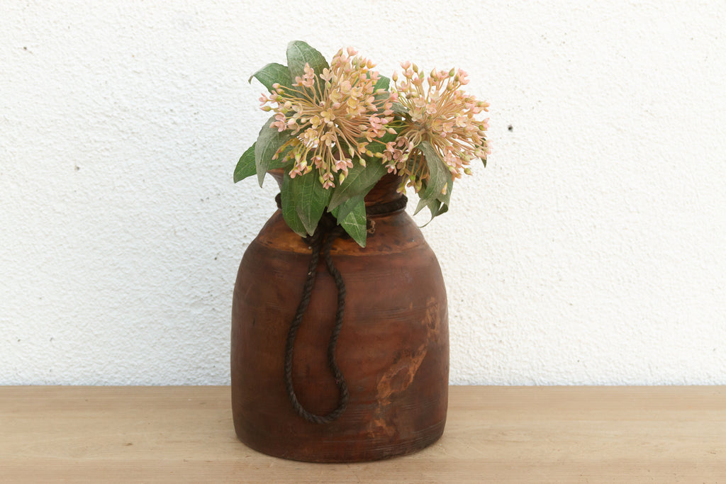 Heavy Rustic Wood Milk Pot