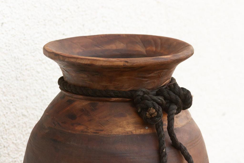 Heavy Rustic Wood Milk Pot