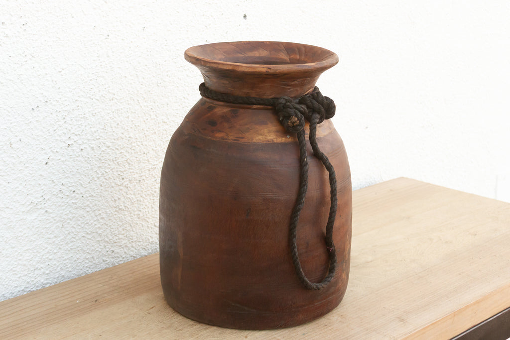Heavy Rustic Wood Milk Pot