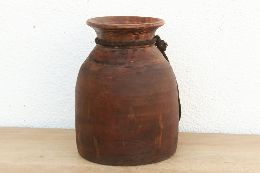 Heavy Rustic Wood Milk Pot