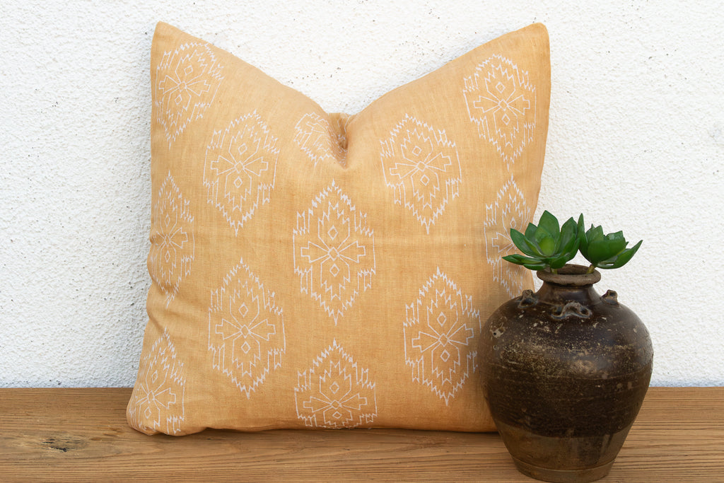 Sunburst Yellow Jaipur Blockprint Linen Pillow Cover (Trade)