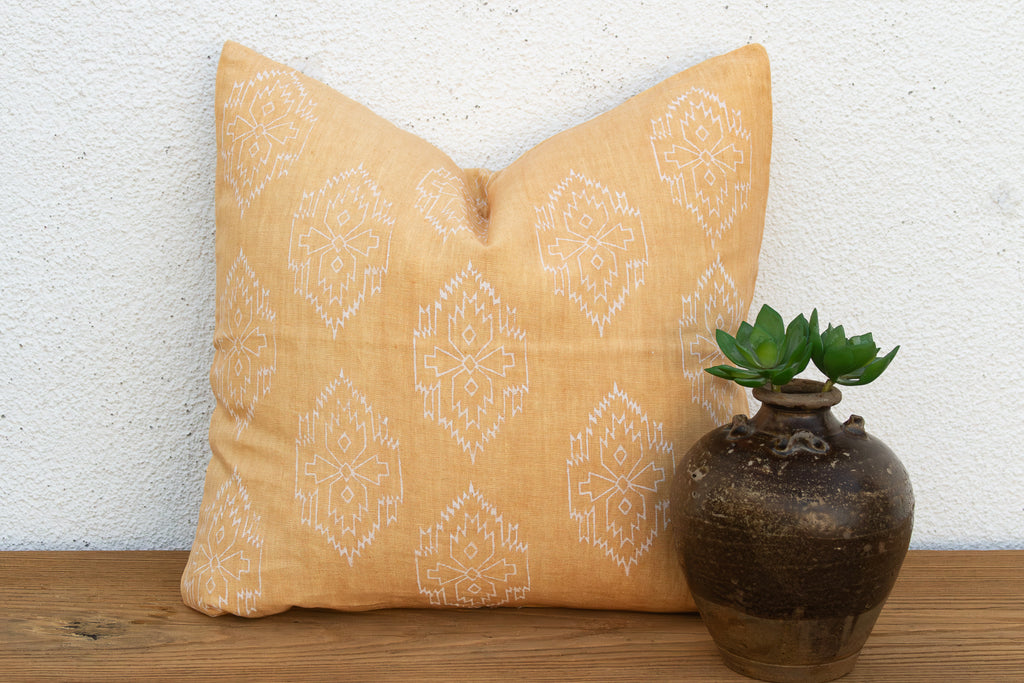 Sunburst Yellow Jaipur Blockprint Linen Pillow Cover (Trade)
