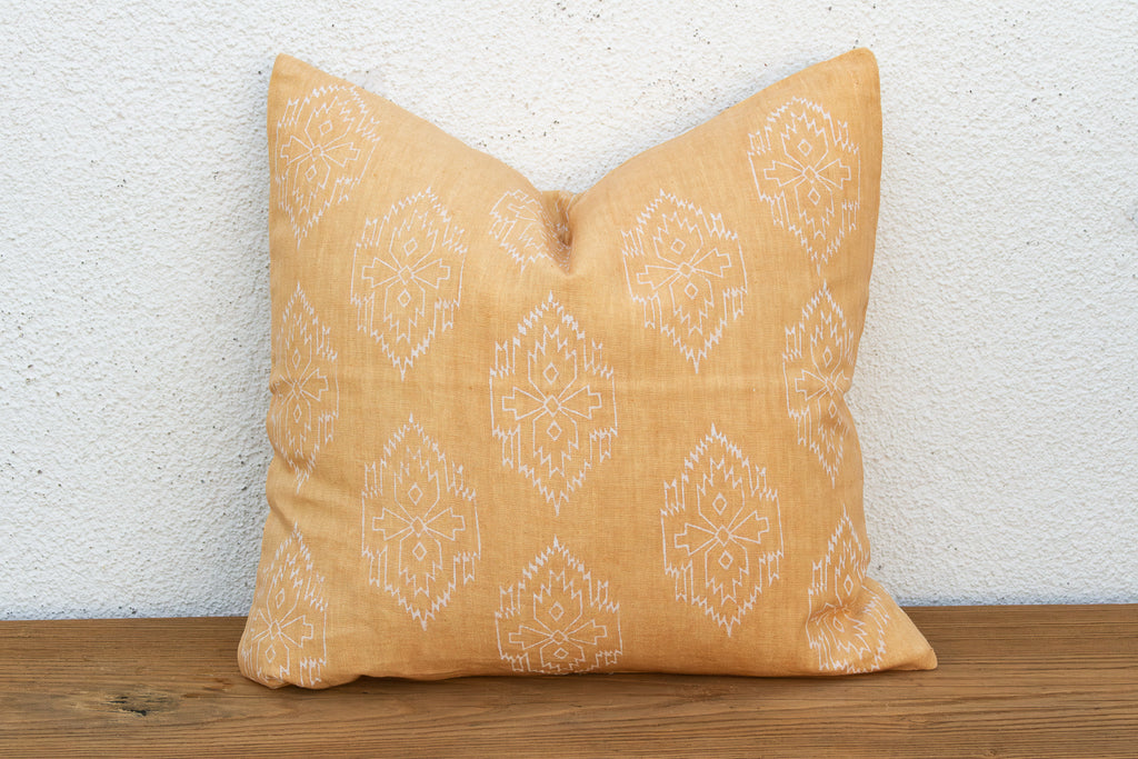 Sunburst Yellow Jaipur Blockprint Linen Pillow Cover (Trade)