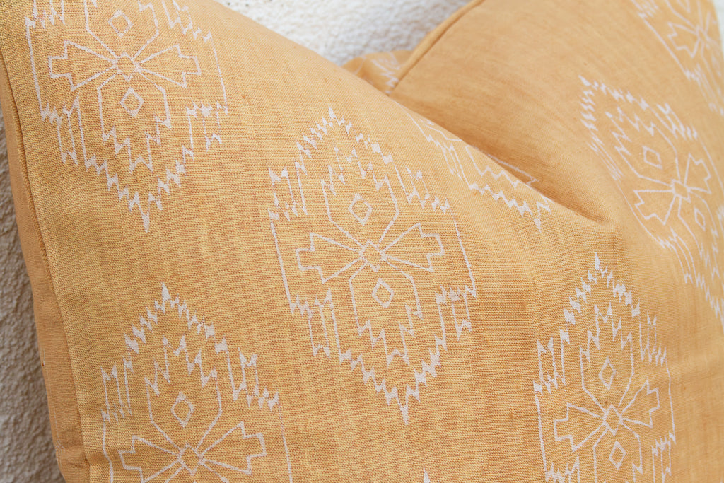 Sunburst Yellow Jaipur Blockprint Linen Pillow Cover (Trade)