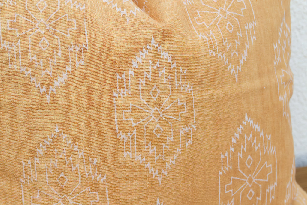 Sunburst Yellow Jaipur Blockprint Linen Pillow Cover (Trade)