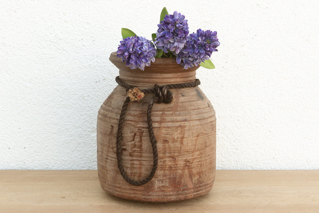 Vintage Bleached Wood Ghee Pot