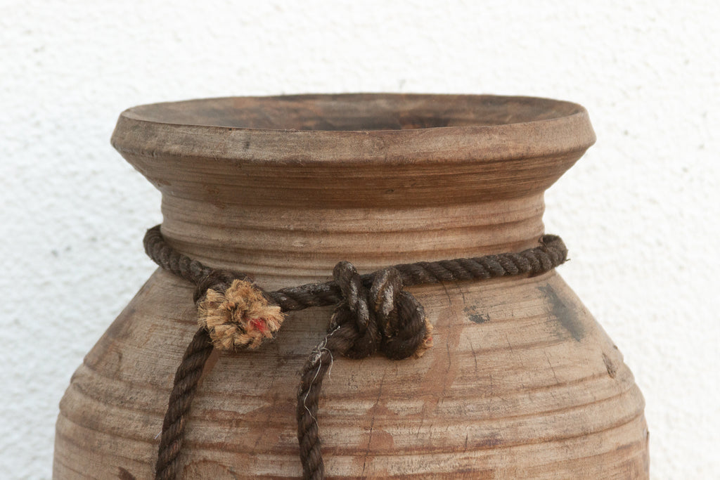 Vintage Bleached Wood Ghee Pot