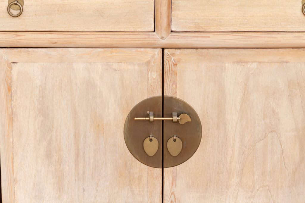 Vintage Ming Style Marble Top Sideboard