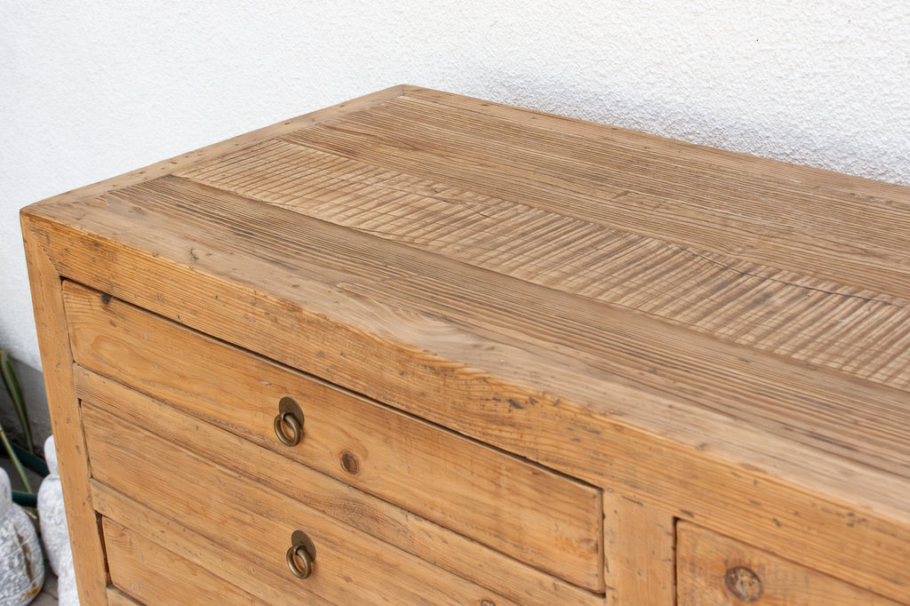 Vintage Bleached Wood 21-Drawer Apothecary Dresser