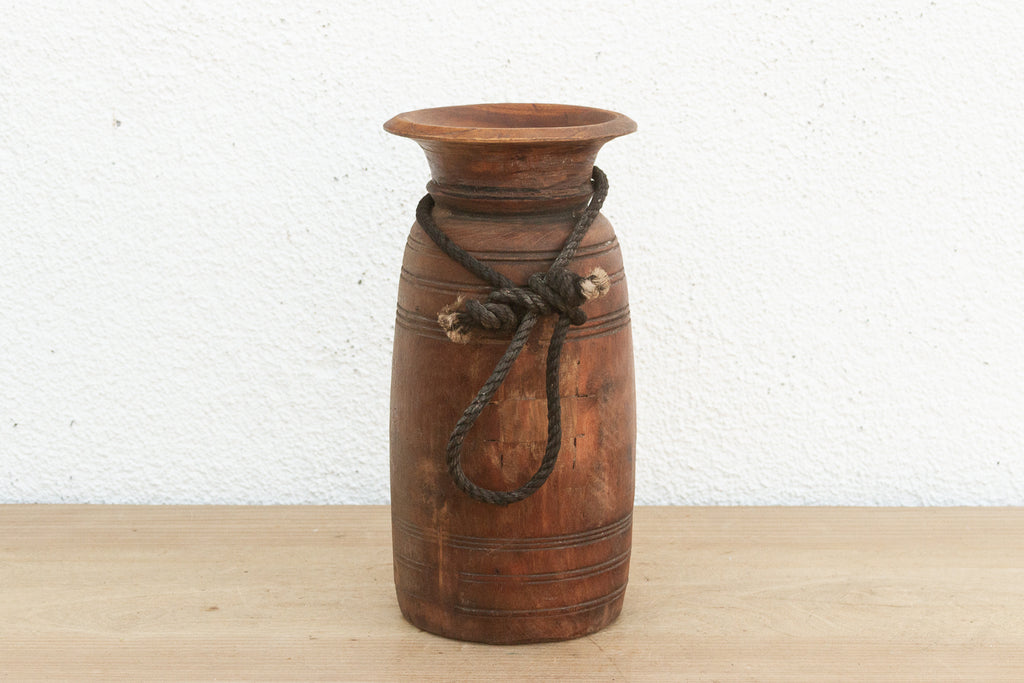 Slim Antique Wooden Milk Pot
