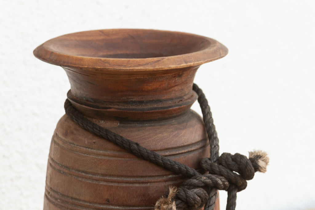 Slim Antique Wooden Milk Pot