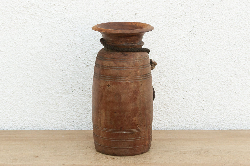 Slim Antique Wooden Milk Pot