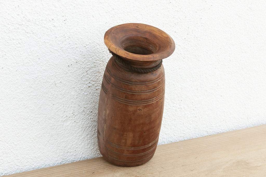 Slim Antique Wooden Milk Pot
