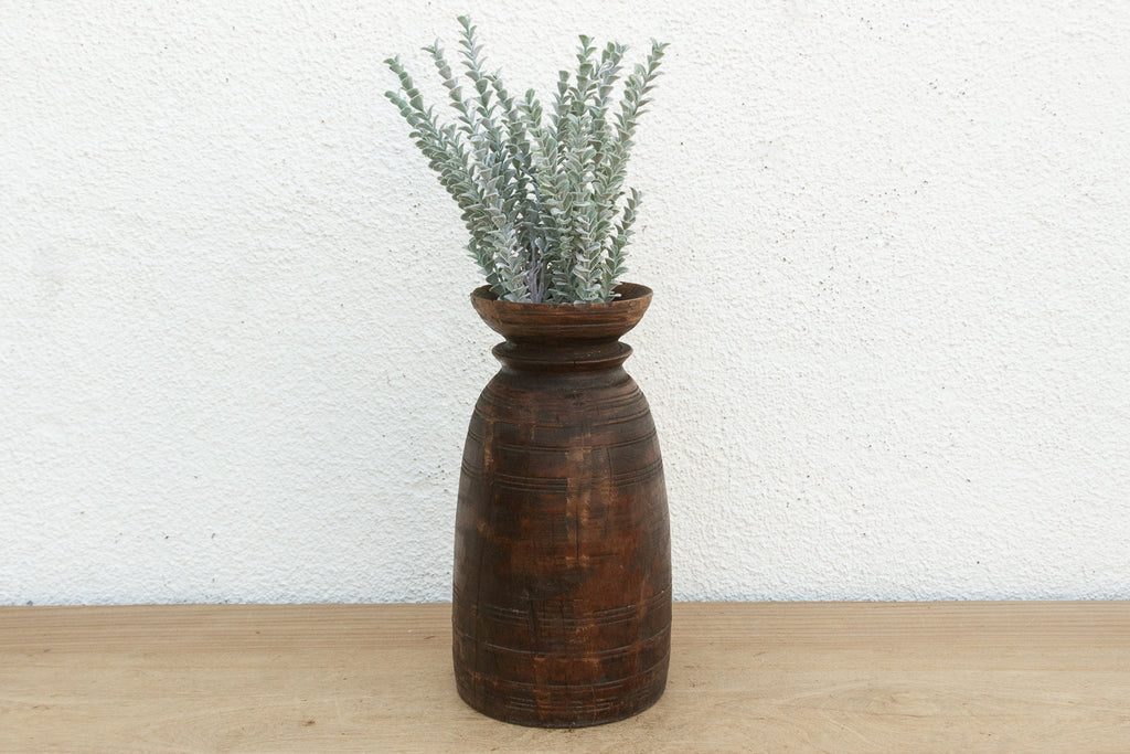 Antique Dark Wood Ghee Jar