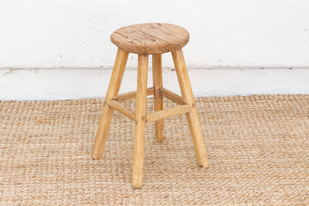 Ranch Style Round Stool with Timeworn Patina