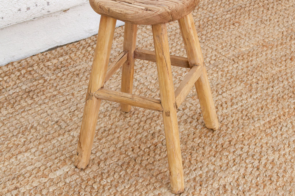Ranch Style Round Stool with Timeworn Patina