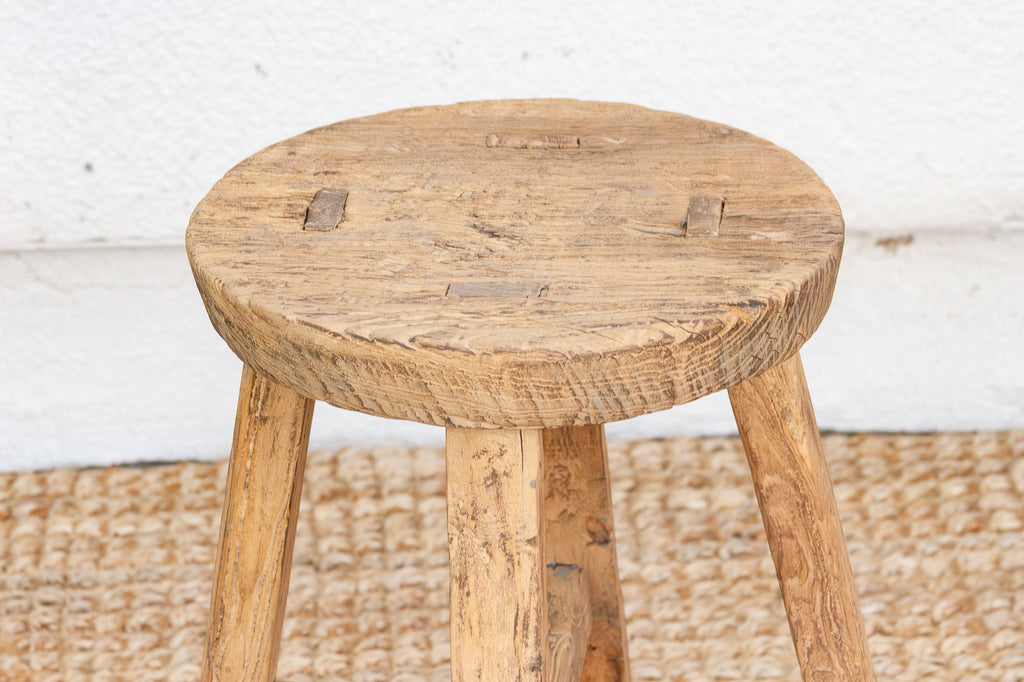 Rustic Farmhouse Round Wood Stool
