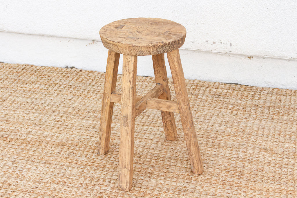Rustic Farmhouse Round Wood Stool