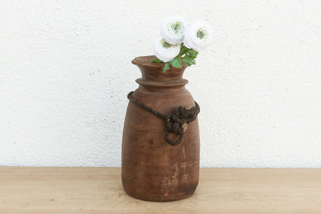 Antique Kitchen Wood Storage Vessel