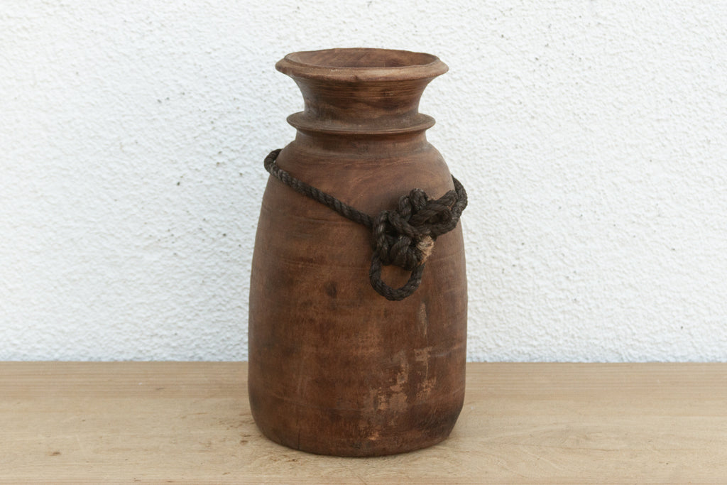 Antique Kitchen Wood Storage Vessel