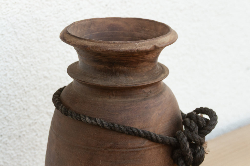 Antique Kitchen Wood Storage Vessel