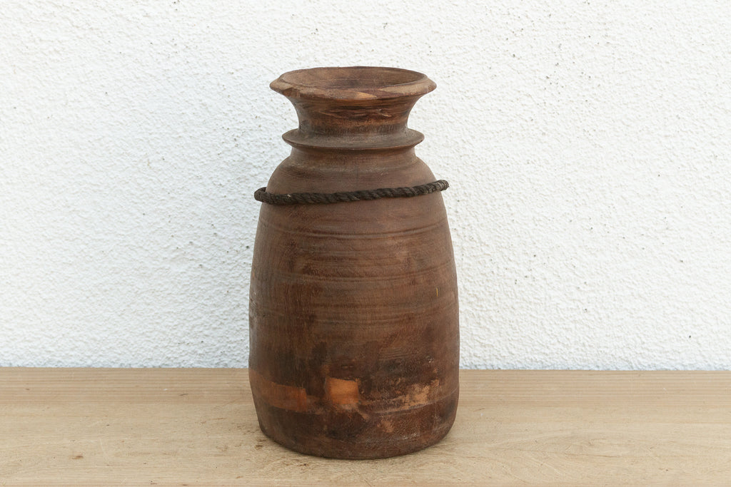 Antique Kitchen Wood Storage Vessel