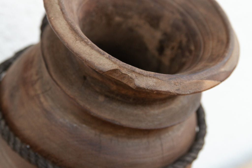 Antique Kitchen Wood Storage Vessel