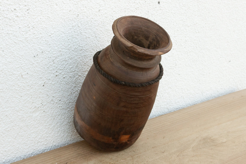 Antique Kitchen Wood Storage Vessel