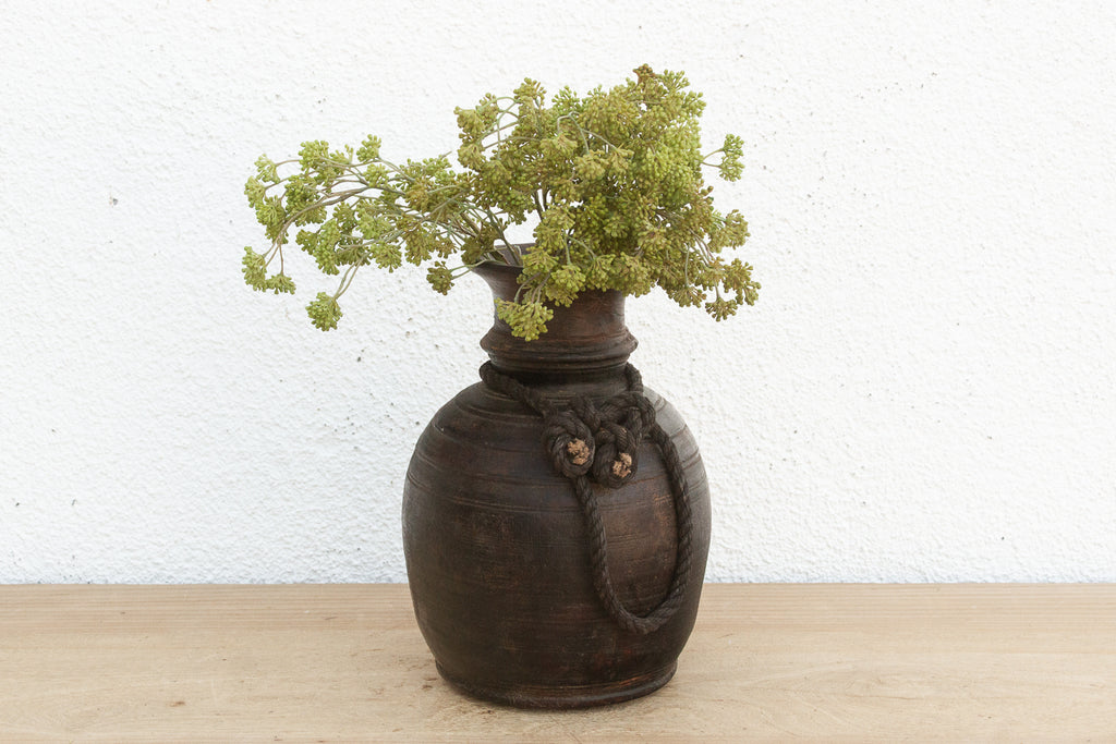 Antique Dark Ebonized Wood Jar