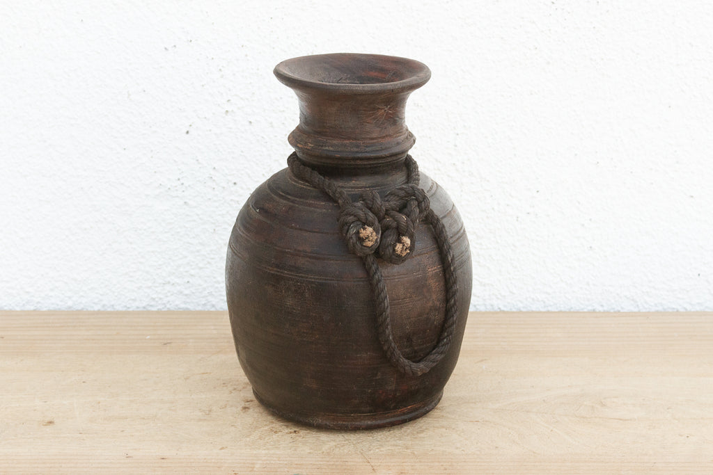 Antique Dark Ebonized Wood Jar