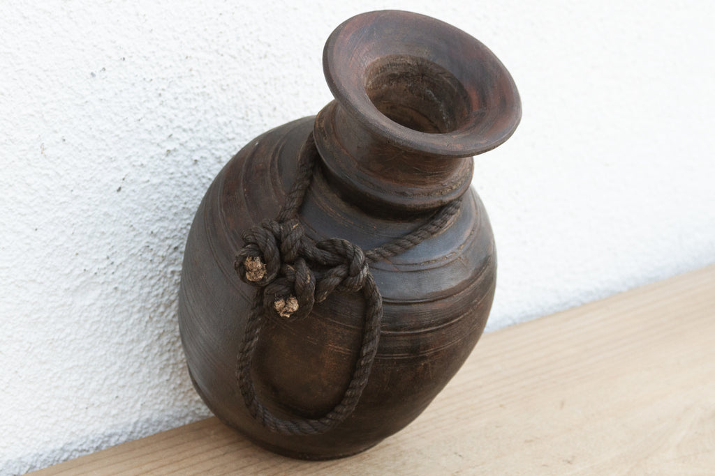 Antique Dark Ebonized Wood Jar