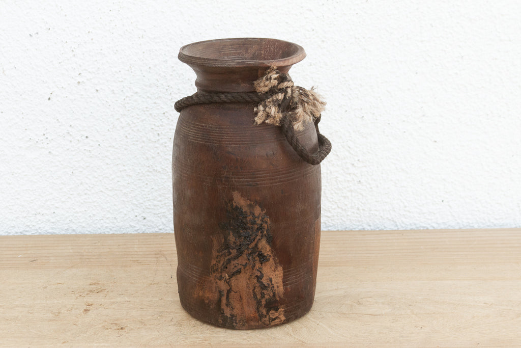 Antique Patina Farmhouse Wooden Vase