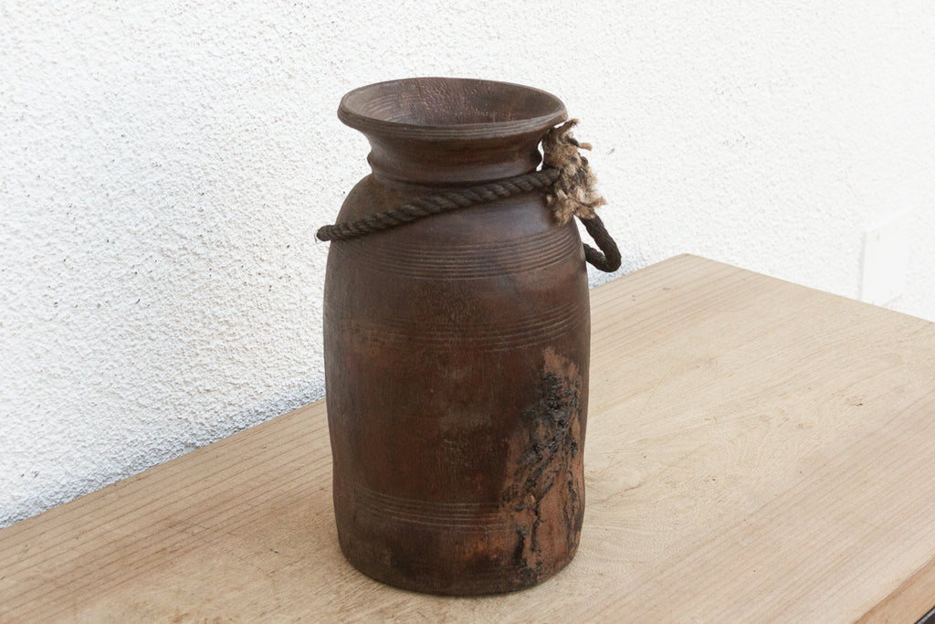 Antique Patina Farmhouse Wooden Vase