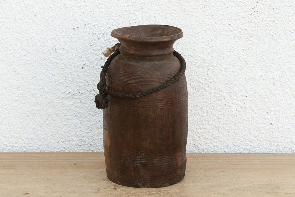 Antique Patina Farmhouse Wooden Vase