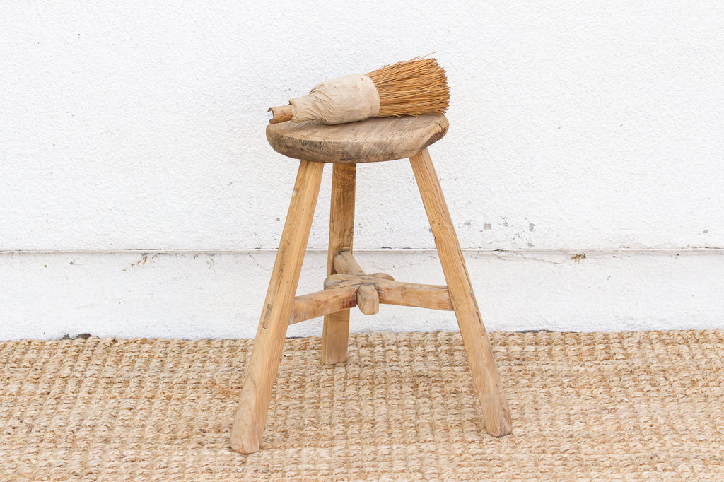 Early 20th Century Rugged Wood Stool