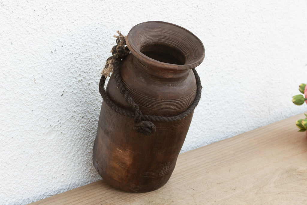 Antique Patina Farmhouse Wooden Vase