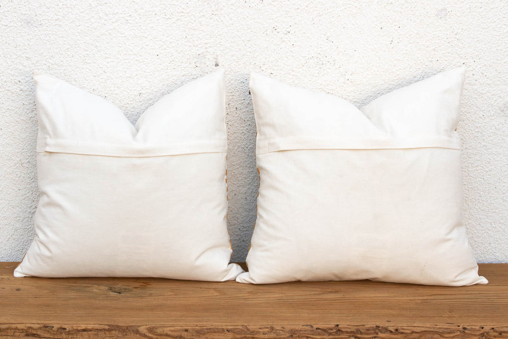 Pair of Gold & White Medallion Suzani Pillow Covers